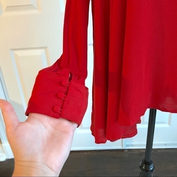 Crescent Burnt Orange “Ella” Hi-Lo Flowy Long Sleeve Boho Blouse - Picture 3 of 7